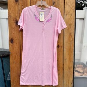 Long Pink Floral Women's Sleep Shirt NWT